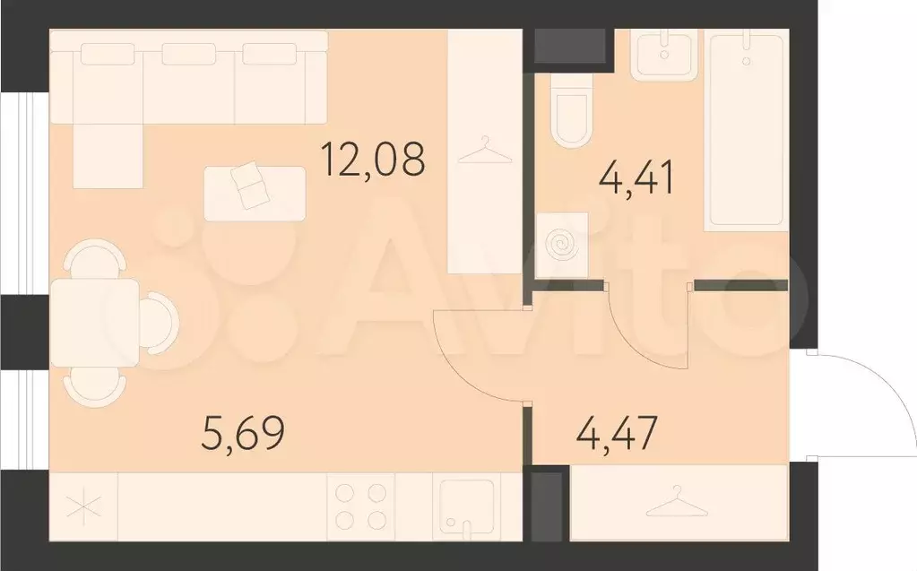 Квартира-студия, 26,7 м, 1/25 эт. - Фото 0