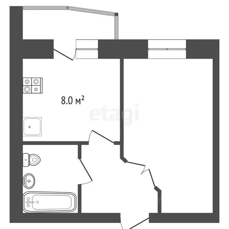 1-к кв. Мордовия, Саранск ул. Короленко, 8 (33.0 м) - Фото 1