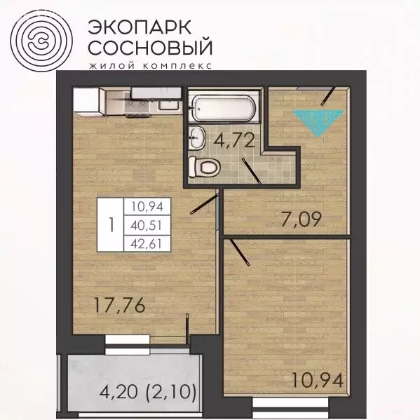 1-комнатная квартира: Пермь, улица Борцов Революции, 1Ак7 (40.4 м) - Фото 0