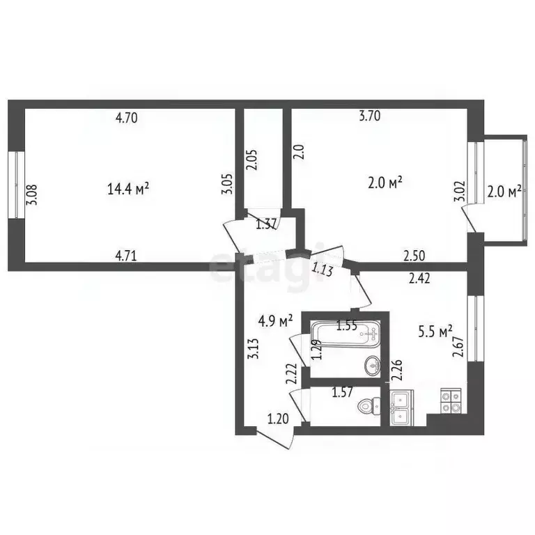 2-к кв. Тамбовская область, Тамбов Астраханская ул., 186 (41.9 м) - Фото 1