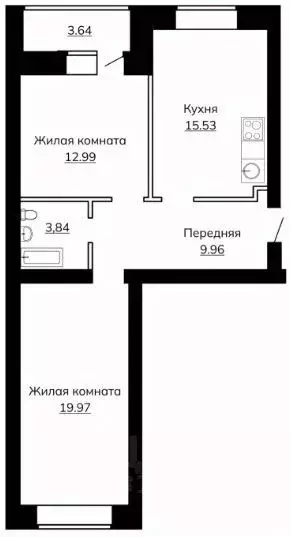 2-к кв. Тверская область, Тверь бул. Гусева, 68 (66.0 м) - Фото 1