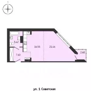 1-к кв. Иркутская область, Иркутск Советская ул., 115/1 (53.74 м) - Фото 0