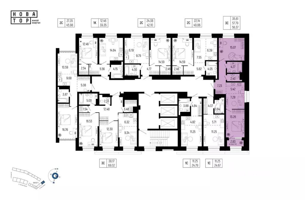 3-к кв. Башкортостан, Уфа Глумилино-1 мкр, Новатор жилой комплекс ... - Фото 1