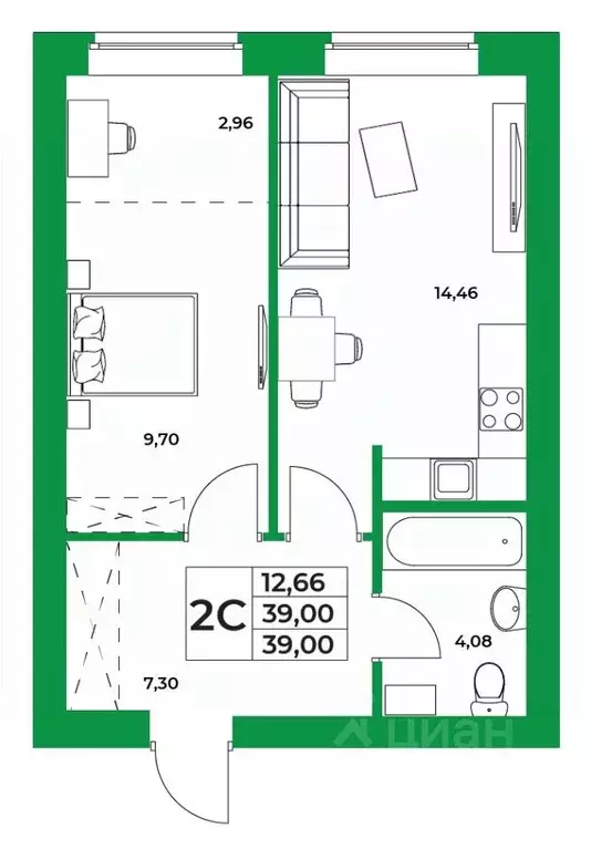 1-к кв. Башкортостан, Уфимский район, Зубовский сельсовет, с. Зубово ... - Фото 1