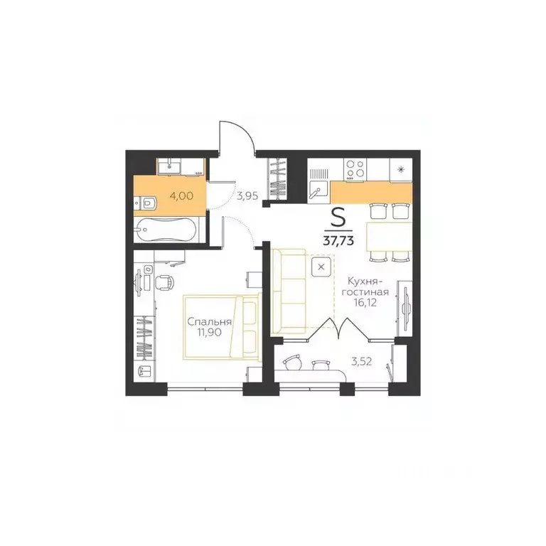 1-к кв. Тульская область, Тула городской округ, пос. Молодежный Огни ... - Фото 1