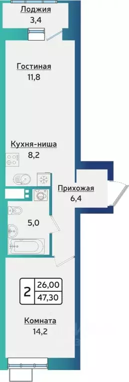 2-к кв. Удмуртия, Ижевск ул. Архитектора П.П. Берша, 42 (46.9 м) - Фото 0
