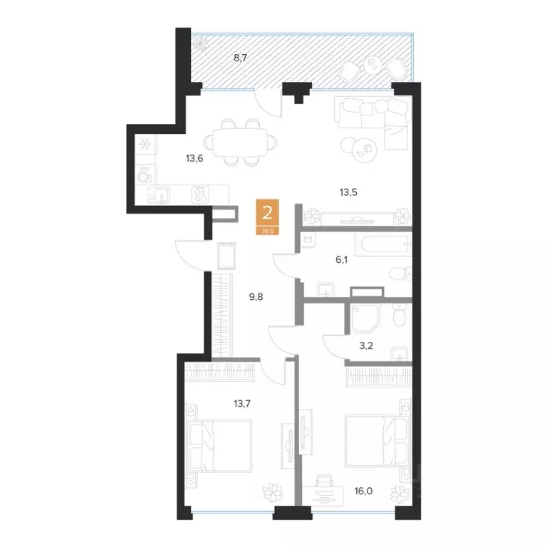 2-к кв. Курская область, Курск Парковый квартал Чувства жилой комплекс ... - Фото 1