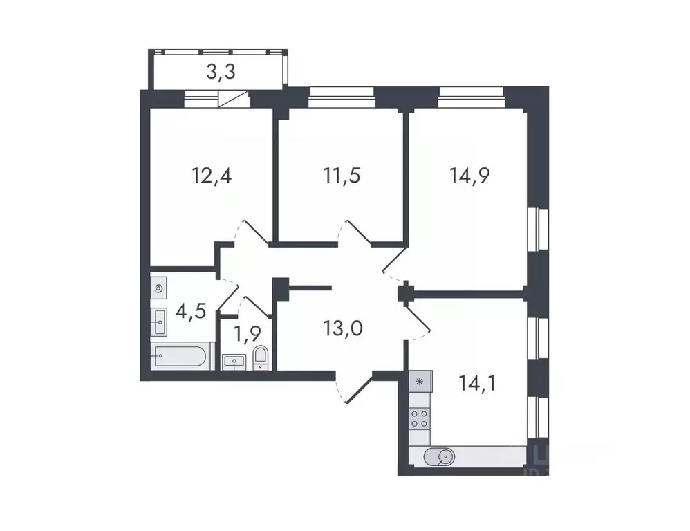 3-к кв. Кировская область, Киров ул. Чистопрудненская, 13 (75.6 м) - Фото 0