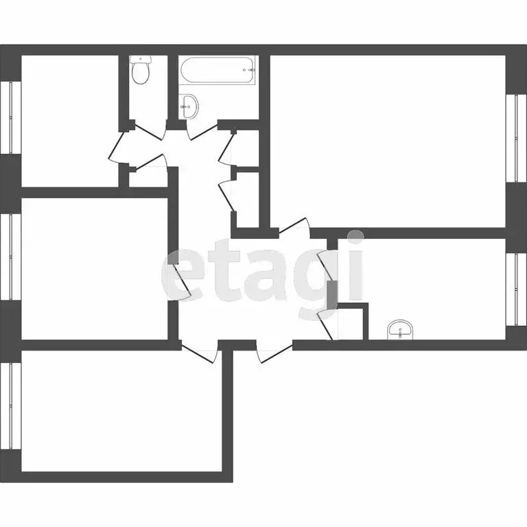 4-комнатная квартира: Томск, улица Говорова, 62 (54.7 м) - Фото 1