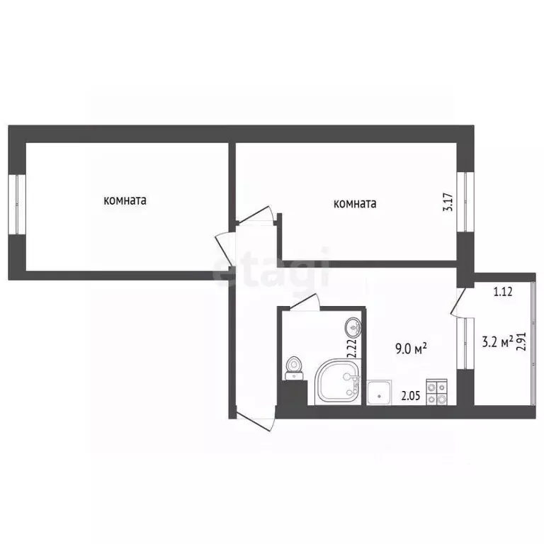 2-к кв. Ханты-Мансийский АО, Когалым Прибалтийская ул., 51 (52.4 м) - Фото 1