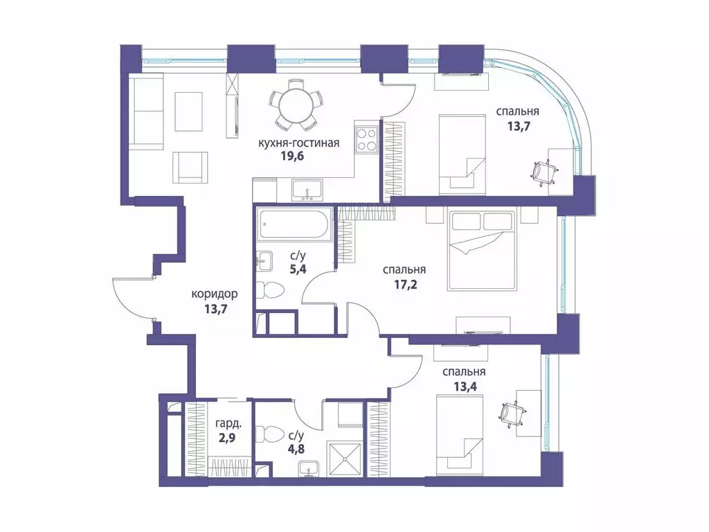 3-комнатная квартира: Москва, улица Крузенштерна, 3к2 (90.5 м) - Фото 1