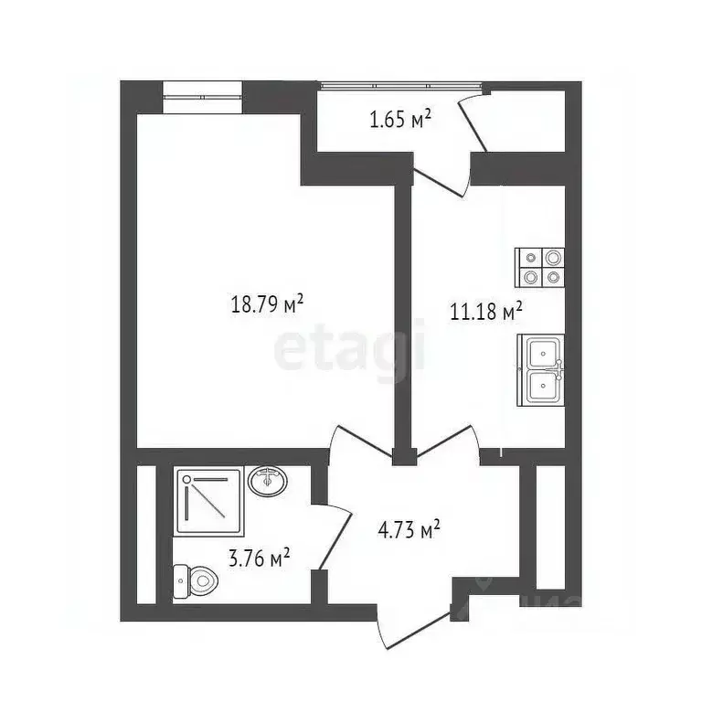 1-к кв. Крым, Симферополь ул. Грибоедова, 7 (40.11 м) - Фото 1