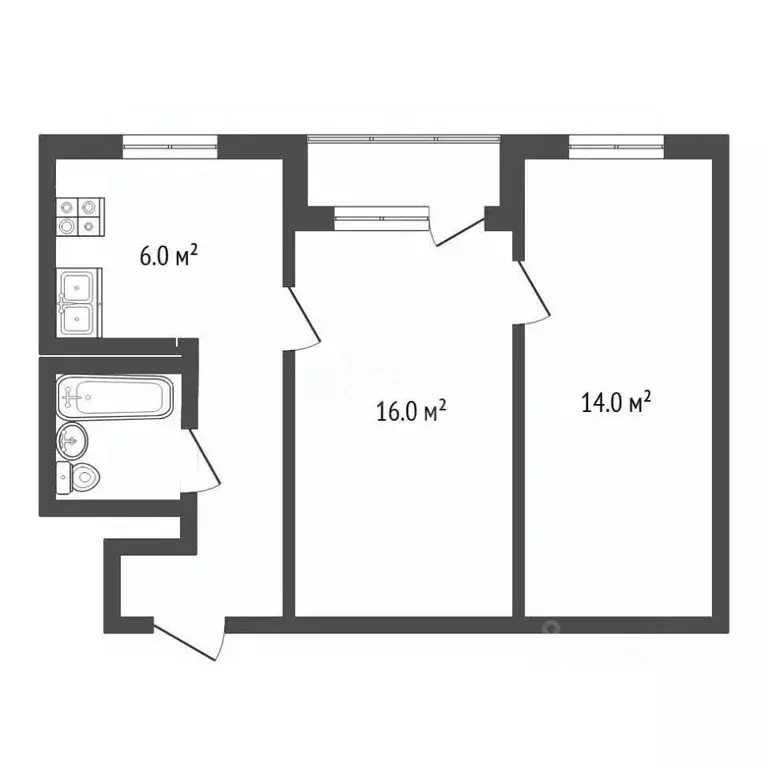 2-к кв. Севастополь ул. Челюскинцев, 34В (42.5 м) - Фото 2