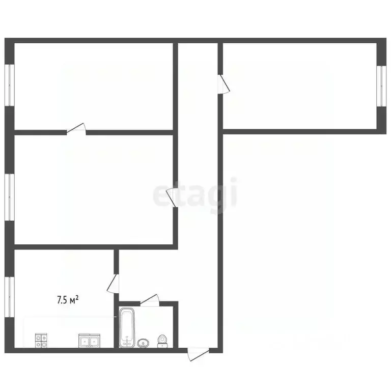 3-к кв. Вологодская область, Вологда Красноармейская ул., 19 (55.0 м) - Фото 2