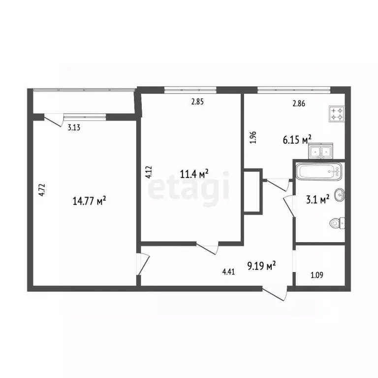 2-к кв. Санкт-Петербург просп. Культуры, 15К7 (45.3 м) - Фото 2