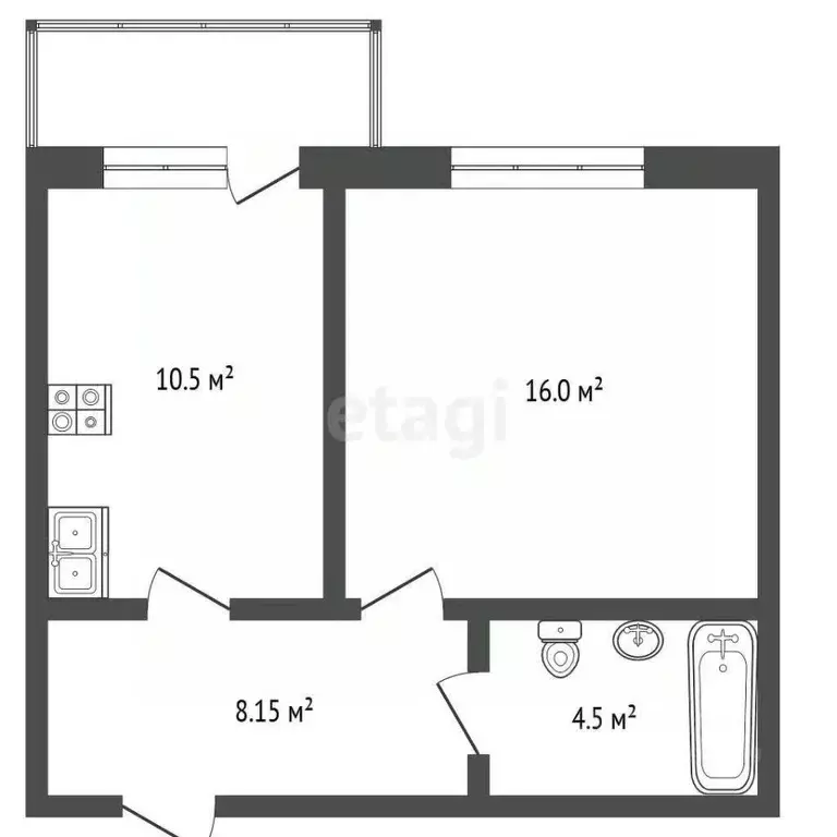 1-к кв. Тамбовская область, Тамбов Кавказская ул., 1Б (39.3 м) - Фото 1