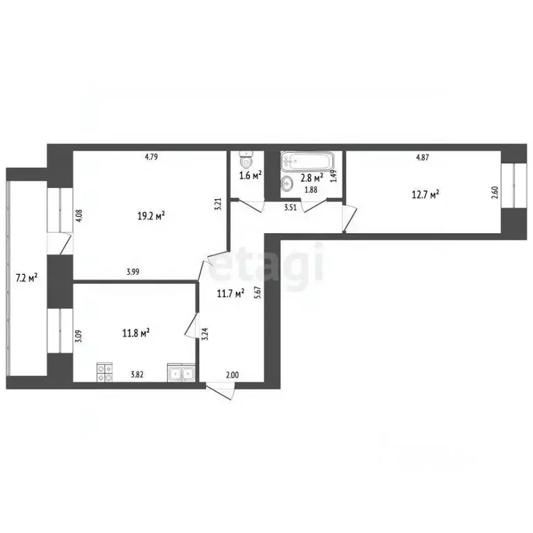 2-к кв. Томская область, Томск пос. Степановка, ул. Энергетиков, 13А ... - Фото 2