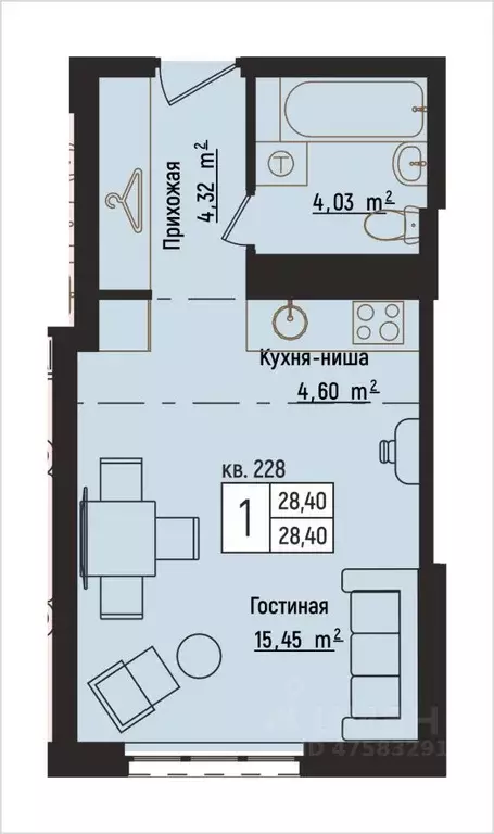1-к кв. Нижегородская область, Нижний Новгород Литературная ул., 5 ... - Фото 1