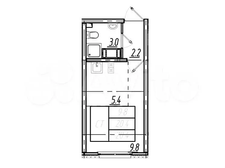 Квартира-студия, 20,4м, 7/25эт. - Фото 1