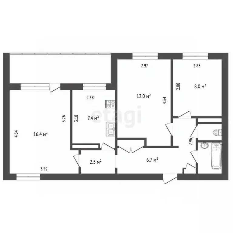 3-к кв. Крым, Щелкино Ленинский район, 34 (61.3 м) - Фото 2