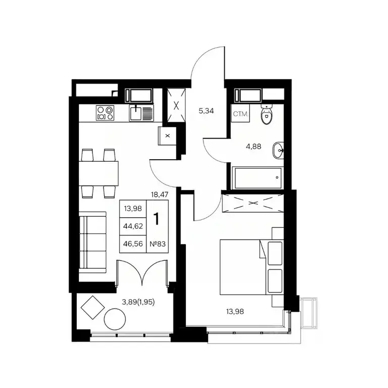 1-к кв. Калужская область, Обнинск Заовражье жилрайон, Новый город ... - Фото 1