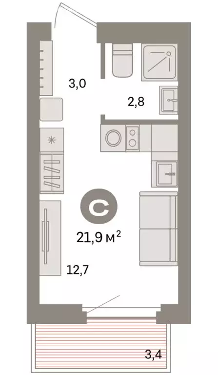 Квартира-студия: Екатеринбург, жилой район Сортировочный, микрорайон ... - Фото 1
