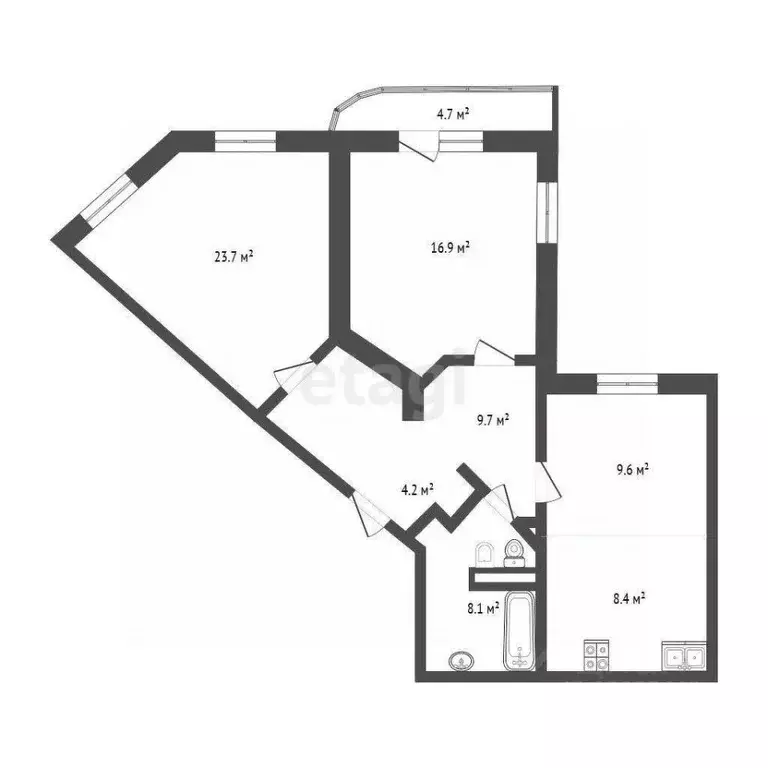 2-к кв. Тюменская область, Тюмень Паровозная ул., 13 (80.0 м) - Фото 2