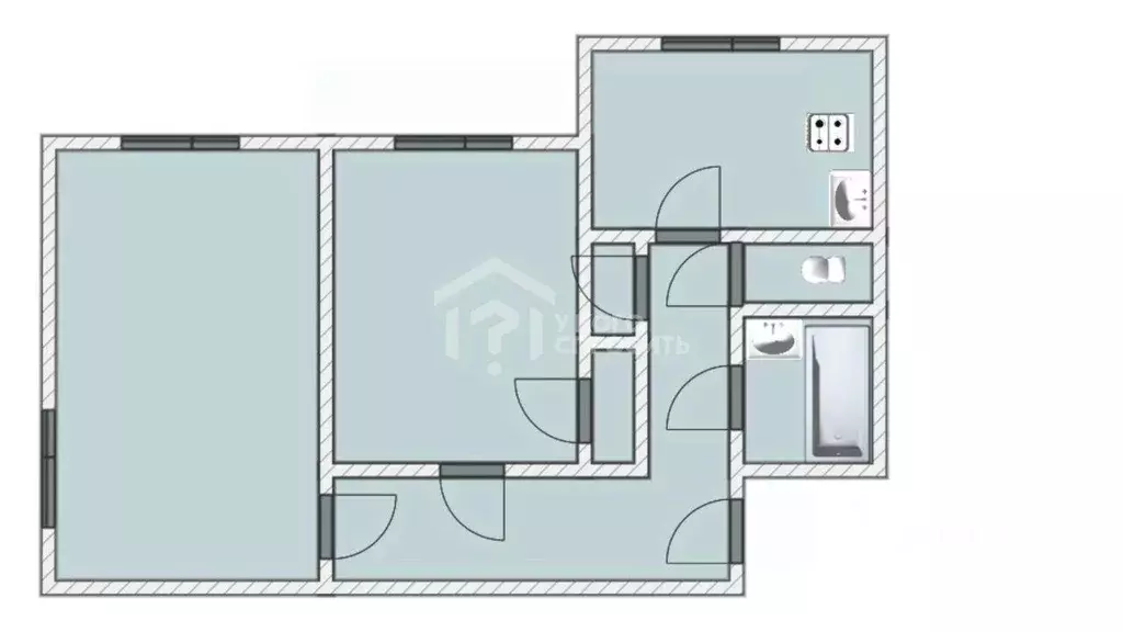 Квартира, 2 комнаты, 50.2 м - Фото 1