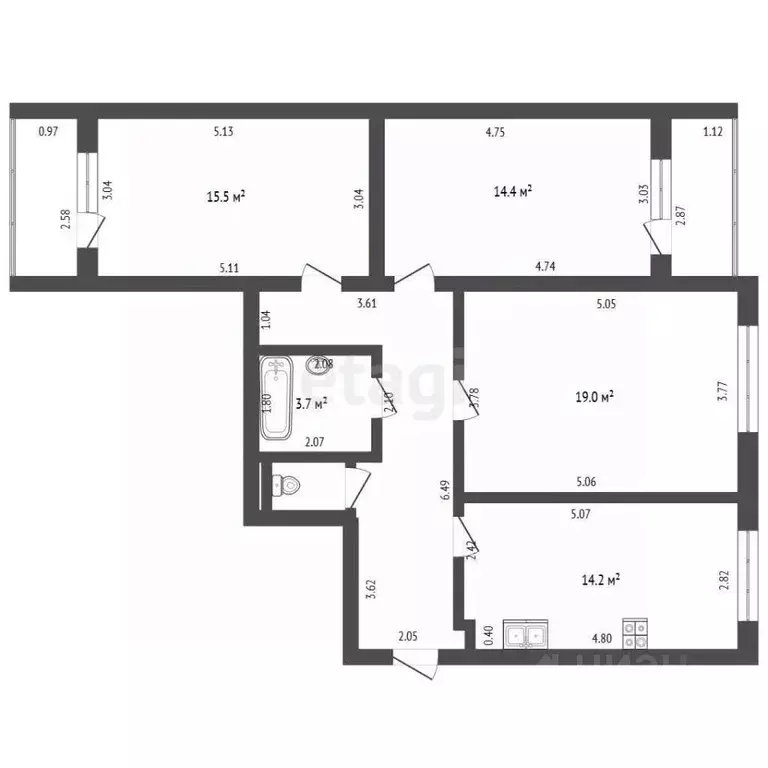 3-к кв. Мордовия, Саранск ул. Кирова, 19Б (81.7 м) - Фото 2