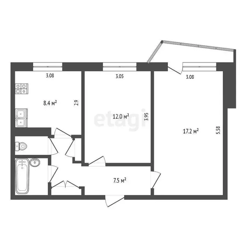2-комнатная квартира: Орёл, улица Нормандия-Неман, 93 (50.8 м) - Фото 0