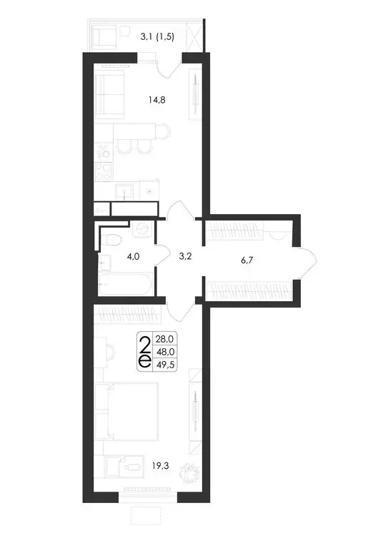 2-комнатная квартира: Воронеж, улица Шишкова, 140Б/23 (49.5 м) - Фото 0