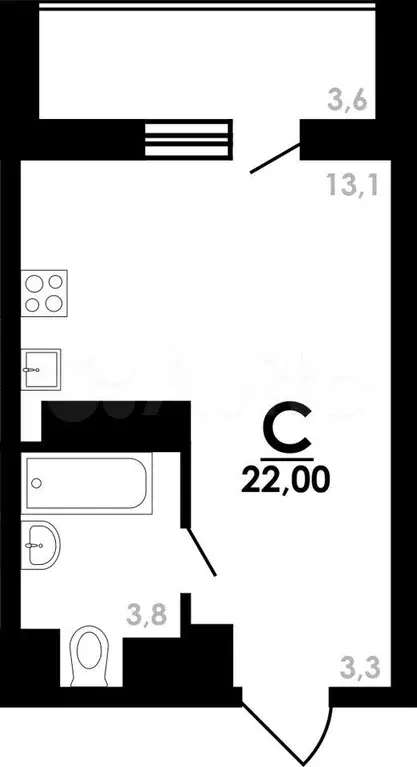 Квартира-студия, 22 м, 22/25 эт. - Фото 0