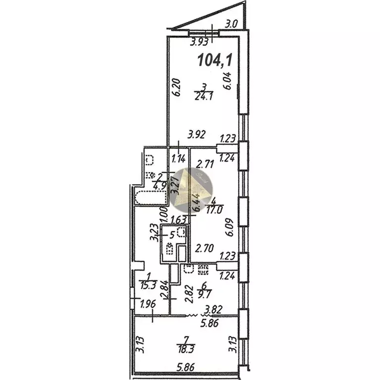 3-комнатная квартира: Санкт-Петербург, улица Руднева, 16 (104.1 м) - Фото 2