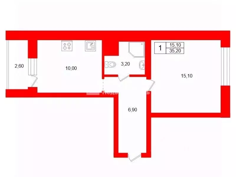 1-к кв. Санкт-Петербург Ленинский просп., 114 (35.2 м) - Фото 1