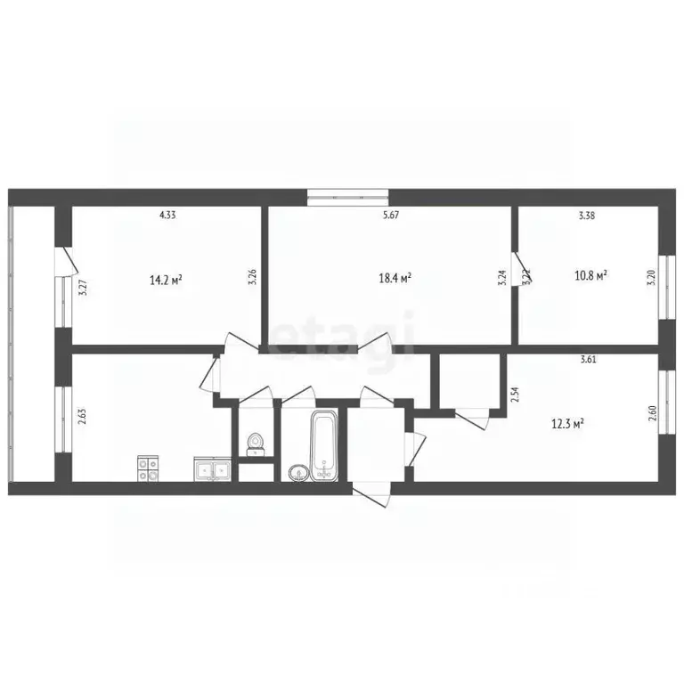 4-к кв. Москва Уссурийская ул., 5К3 (74.6 м) - Фото 2