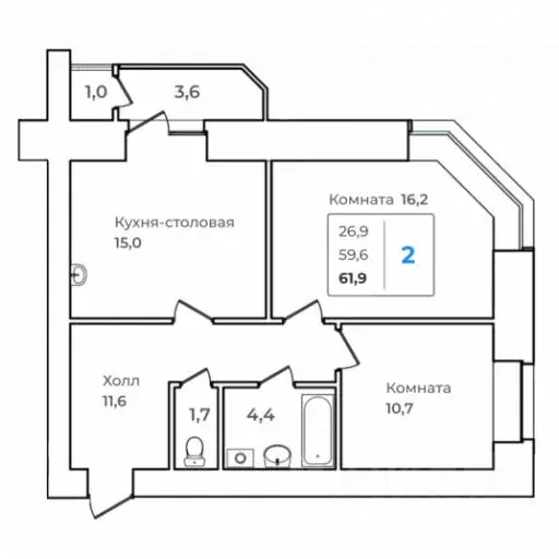 2-к кв. Амурская область, Благовещенск Зейский Бульвар жилой комплекс ... - Фото 0