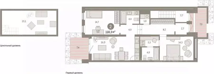 2-к кв. Тюменская область, Тюмень Мысовская ул., 26к1 (118.31 м) - Фото 0