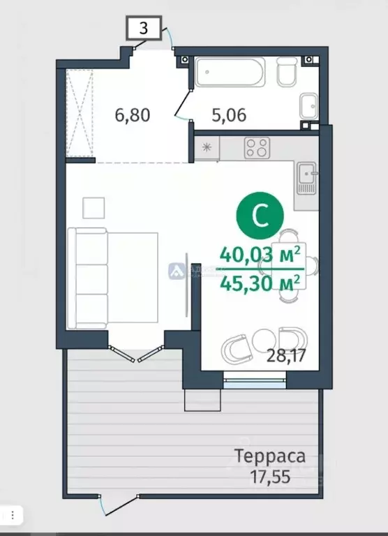 Студия Тюменская область, Тюменский муниципальный округ, д. Дударева ... - Фото 2
