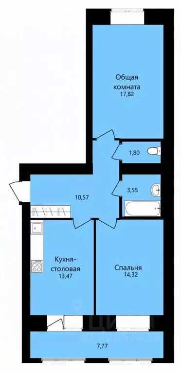 2-к кв. Мордовия, Саранск ул. Филатова, 11 (65.42 м) - Фото 0