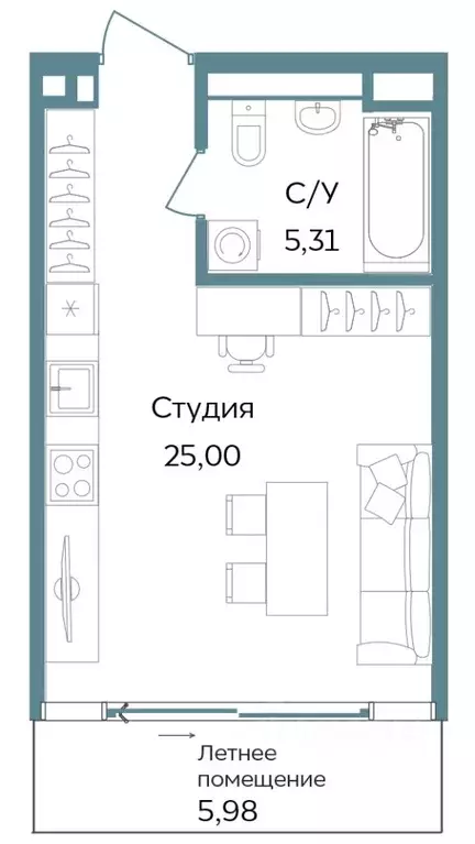 Студия Крым, Саки ул. Морская (36.29 м) - Фото 0
