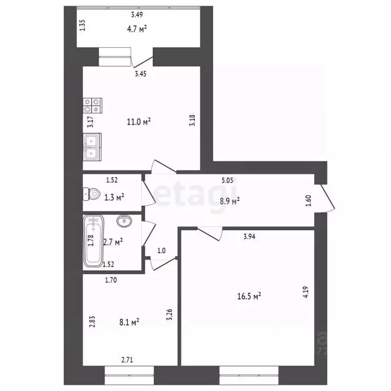 2-к кв. Башкортостан, Стерлитамакский район, Отрадовский сельсовет, с. ... - Фото 2