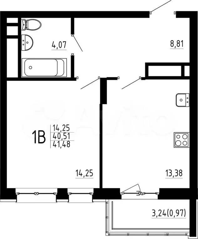 1-к. квартира, 41,5 м, 18/23 эт. - Фото 0