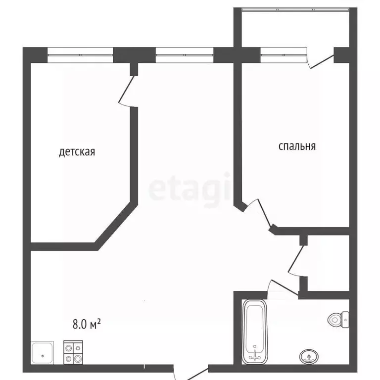 2-к кв. Омская область, Омск ул. Крупской, 14к2 (47.0 м) - Фото 1