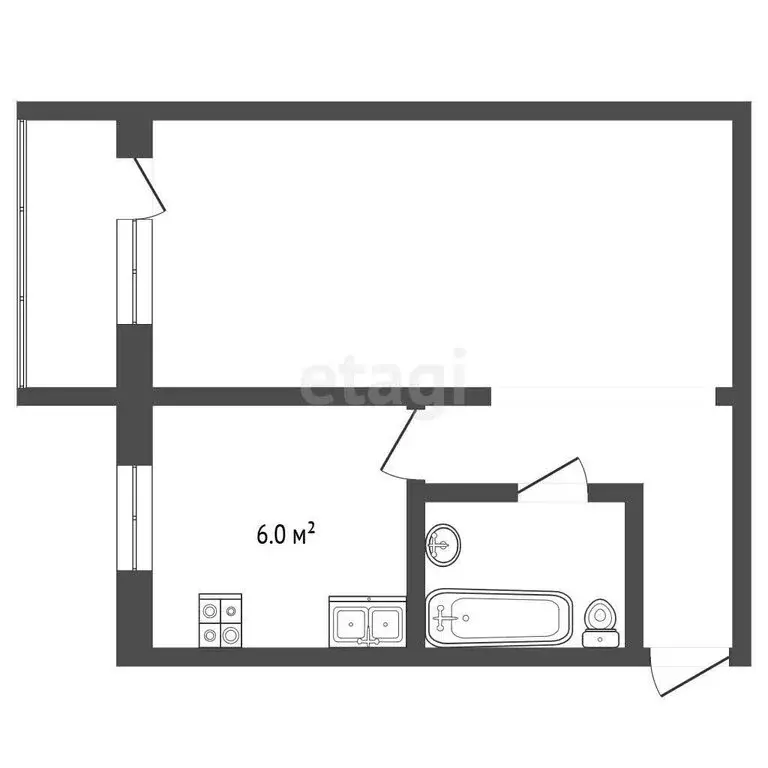 1-комнатная квартира: Чита, Верхоленская улица, 22 (34.8 м) - Фото 1