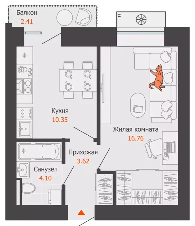 1-к кв. Пермский край, Пермь ул. Спешилова, 86 (36.0 м) - Фото 2