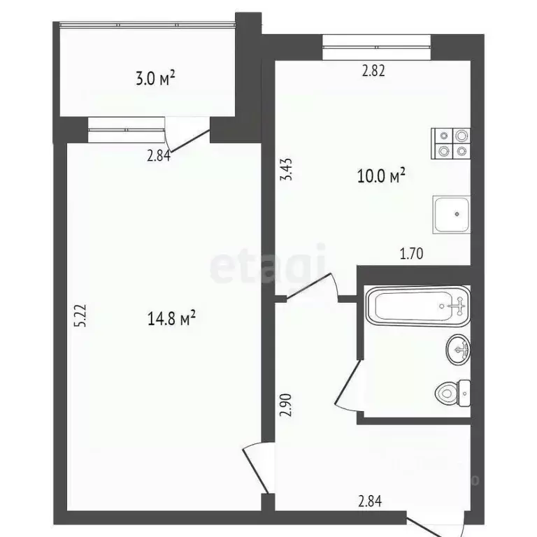 1-к кв. Тюменская область, Тюмень ул. Мебельщиков, 4 (33.0 м) - Фото 1