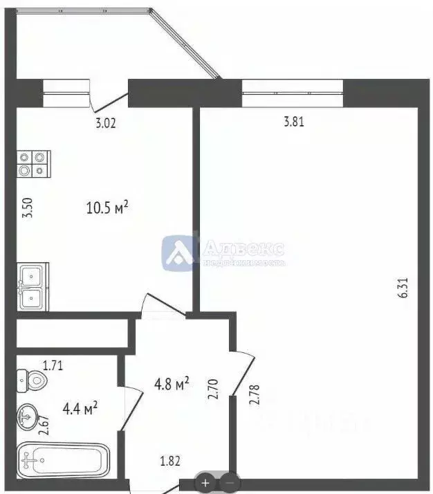 1-к кв. Тюменская область, Тюмень ул. Обдорская, 3 (42.0 м) - Фото 1