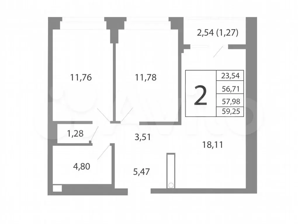 3-к. квартира, 58 м, 23/26 эт. - Фото 0