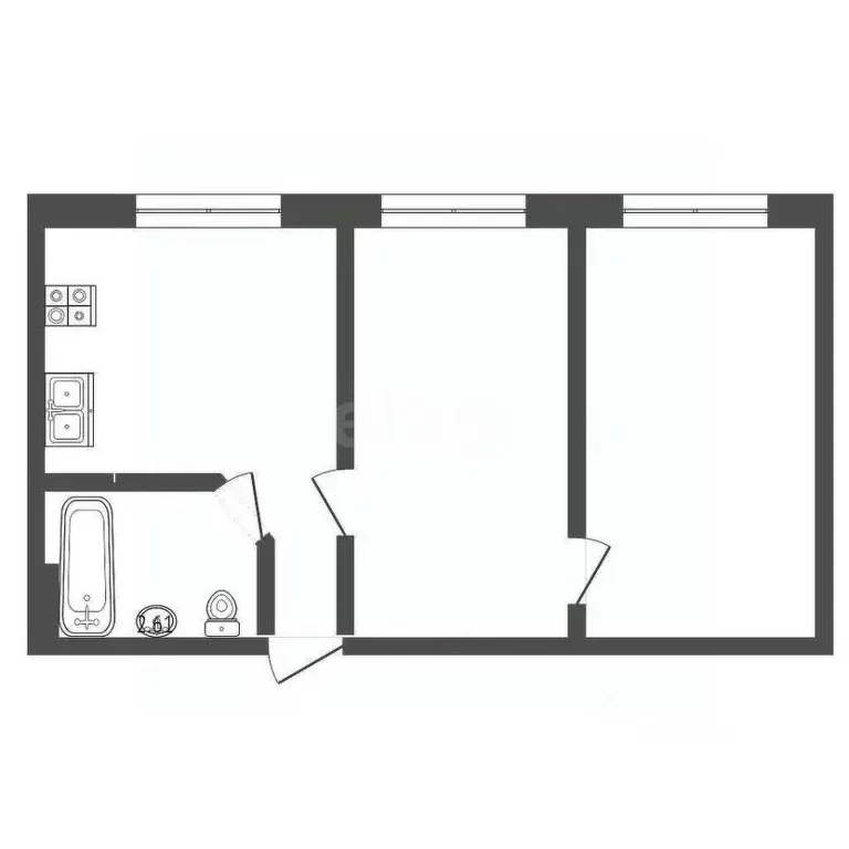 2-к кв. Крым, Бахчисарайский район, с. Вилино ул. Чапаева, 1 (44.3 м) - Фото 2