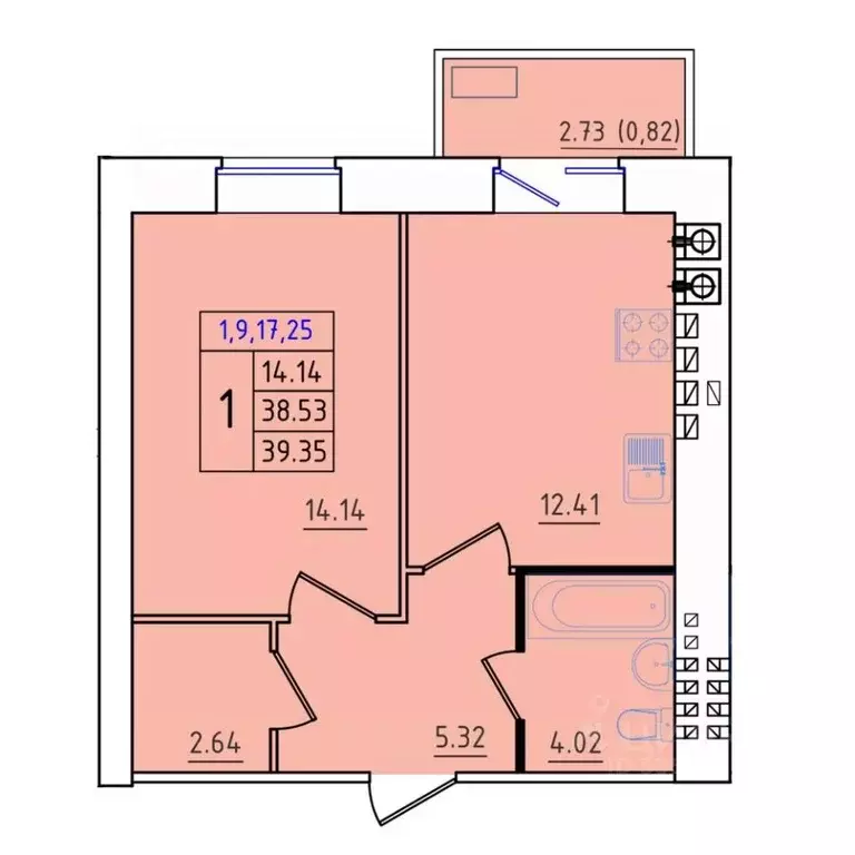 1-к кв. Костромская область, Кострома Калиновская ул., 5 (39.35 м) - Фото 0